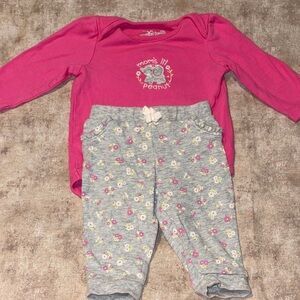 Jumping Beans Bright Pink Baby Onesie and Matching Pants